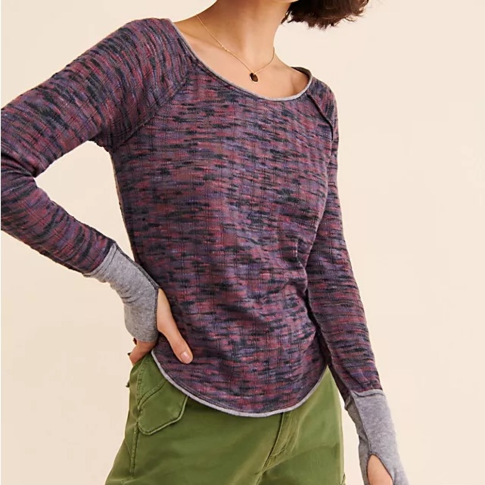 Free People Spaced Out Long Sleeve Sea Combo Women's Medium